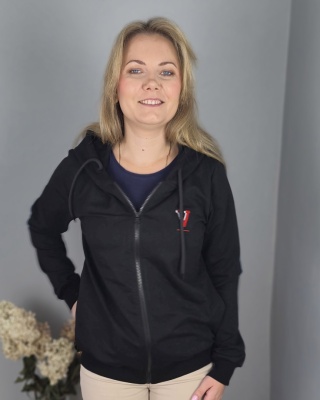 Bluza damska czarna z kapturem — miękka dresówka 250 g