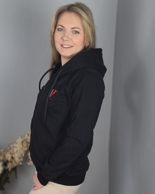 Bluza damska czarna z kapturem — miękka dresówka 250 g