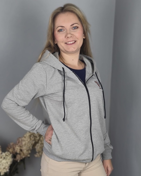 Bluza damska melanżowa z kapturem — miękka dresówka 250 g