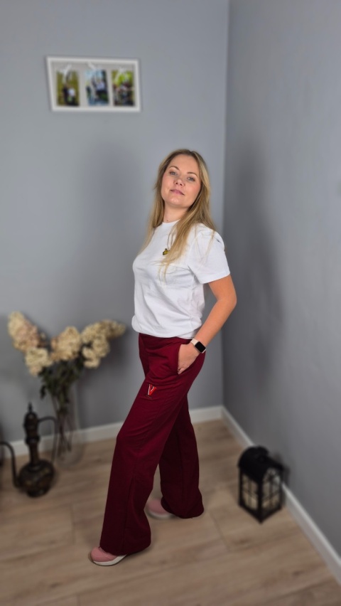 Spodnie wide leg wino