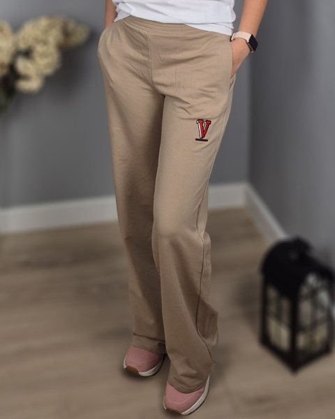 Spodnie wide leg beżowe