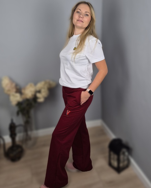 Spodnie wide leg wino