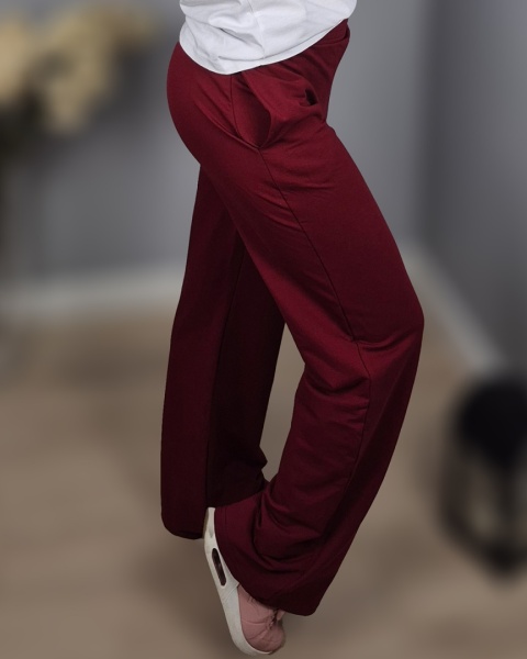 Spodnie wide leg wino