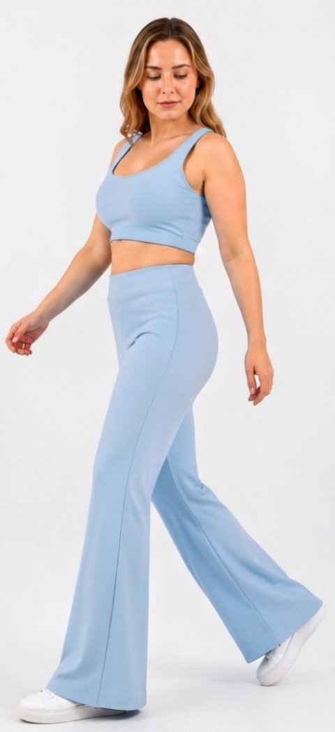 Komplet Masełko Wide Leg Błękit